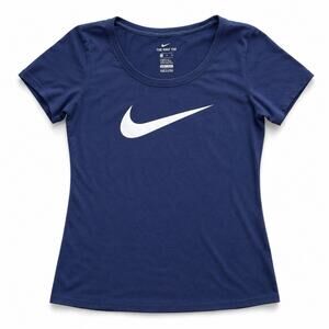 Nike The Nike Tee Womens S Navy Blue Swoosh Short Sleeve T-Shirt